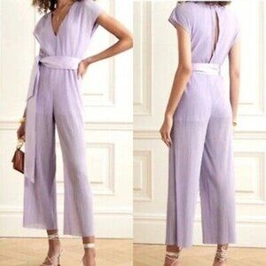 Alice + Olivia Mitsue Plisse Lavender Cropped Jumpsuit